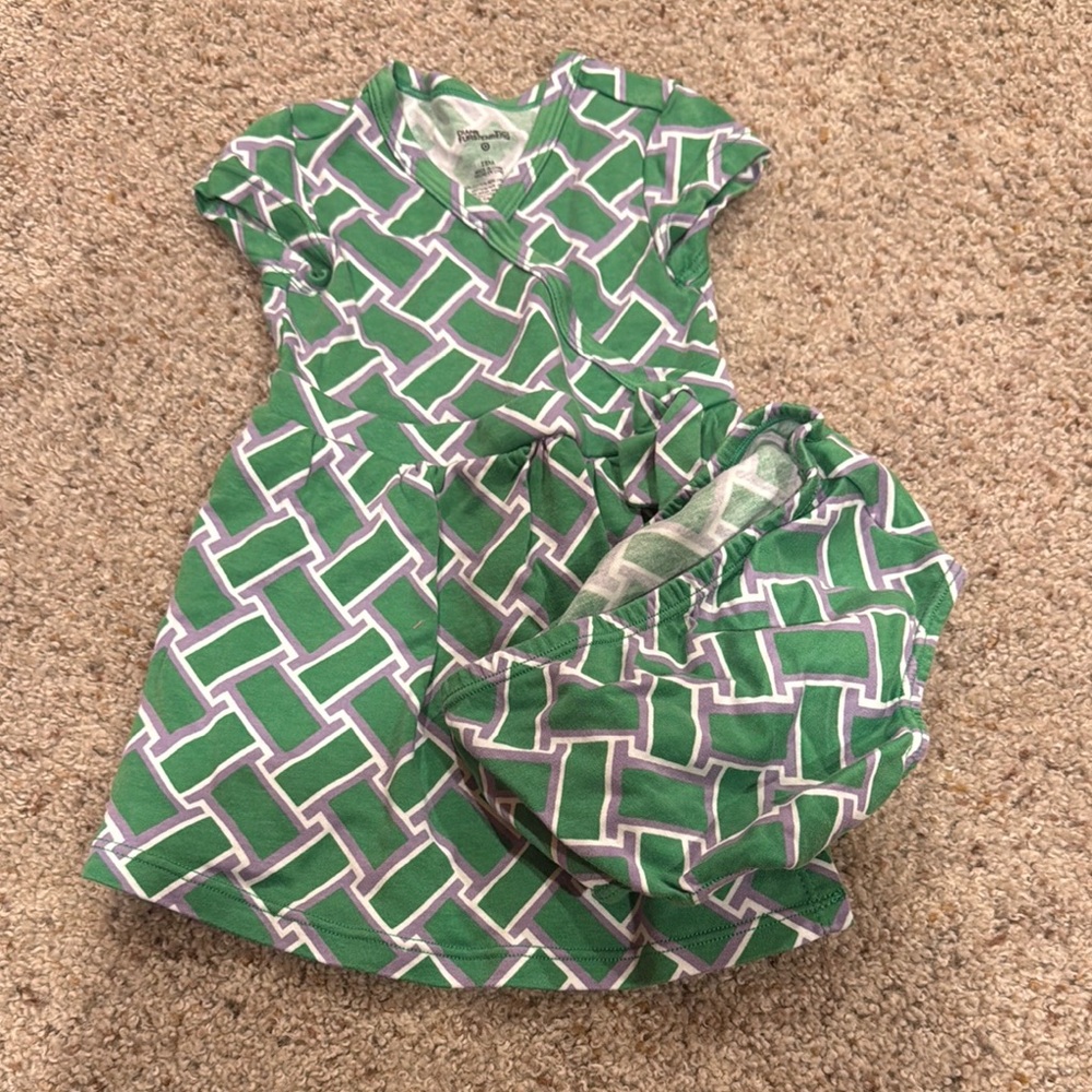DVF for Target Baby Girl Green Geometric Wrap-Style Dress Size 18 Months
